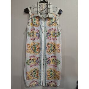 Women's gorgeous sleeveless embroidered tunic shirt dress size M by Cyrena